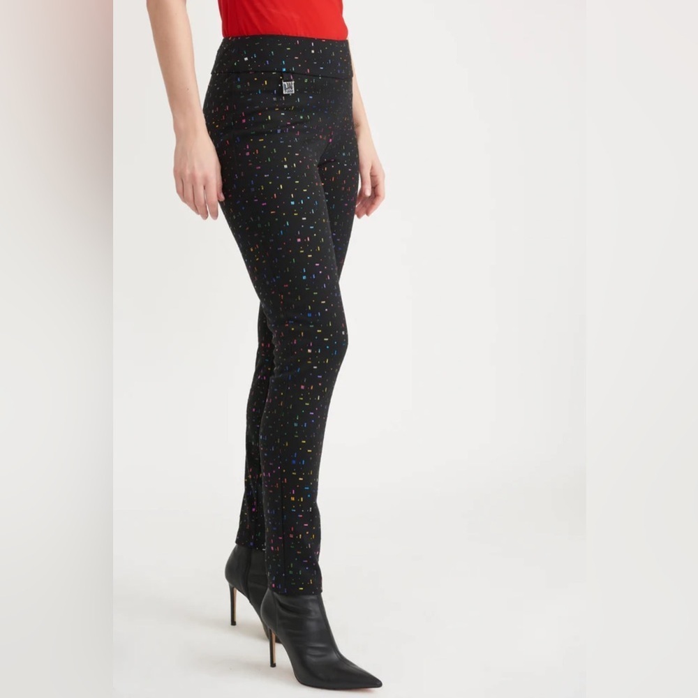 Joseph Ribkoff Black Multicolor Sparkle Pull-On Pants Women’s Size 6